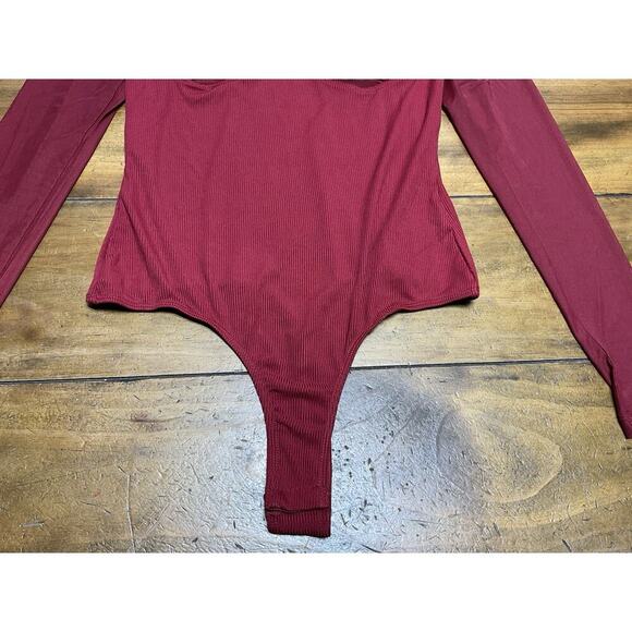 Free People On The Run Bustier Ruched Mesh Ribbed Bodysuit Large NWT - Picture 2 of 13